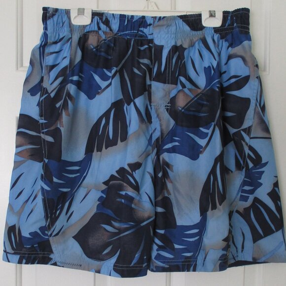 Dockers Mens Blue Floral Fully Lined Swim Trunks w/4 Pockets- Size 34W-40W or XL - Picture 2 of 4